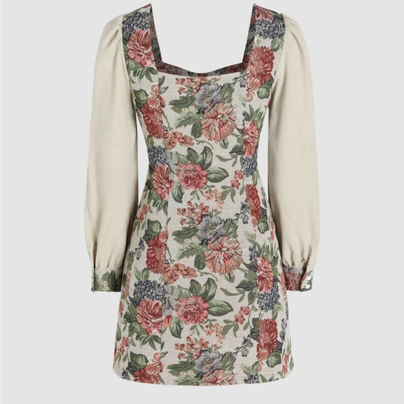 Cider Retro Floral Corduroy Patchy Mini Dress - Picture 4 of 6